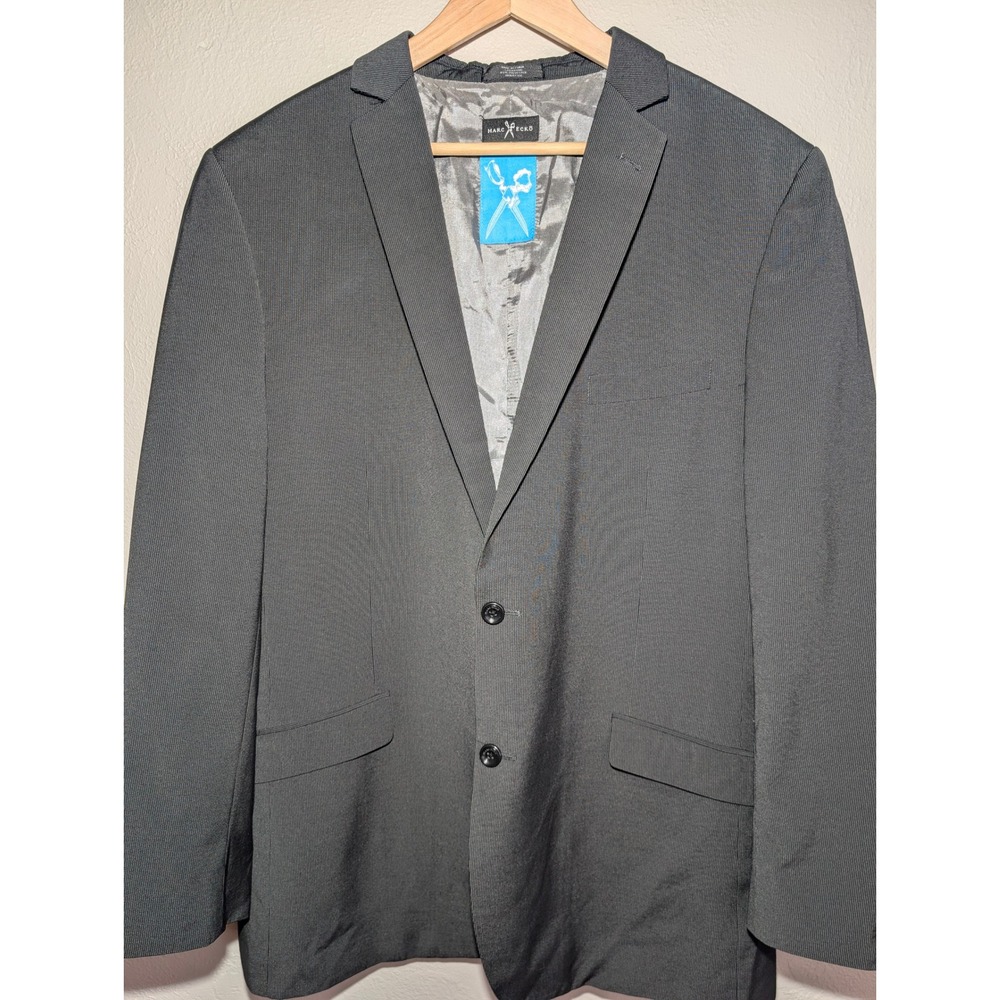 Marc Ecko Blazer Mens 46L Dark Grey Striped Multitask Two Button Sport Coat